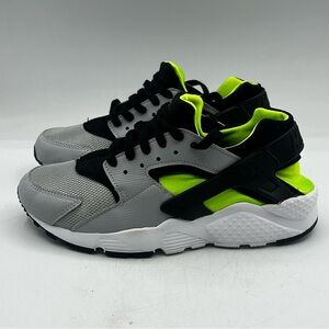 Nike Huarache Run GS 654275 015 Wolf Grey/Black-Electric Green Kids Size 6.5Y